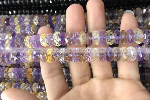 CRB3021 15.5 inches 6*11mm faceted rondelle ametrine beads