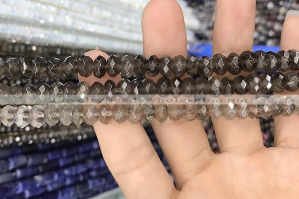 CRB3023 15.5 inches 5*8mm faceted rondelle smoky quartz beads