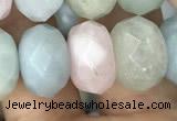 CRB3027 15.5 inches 8*14mm faceted rondelle morganite beads