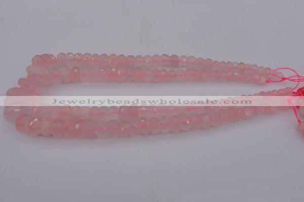 CRB304 15.5 inches 5*8mm - 10*14mm faceted rondelle rose quartz beads