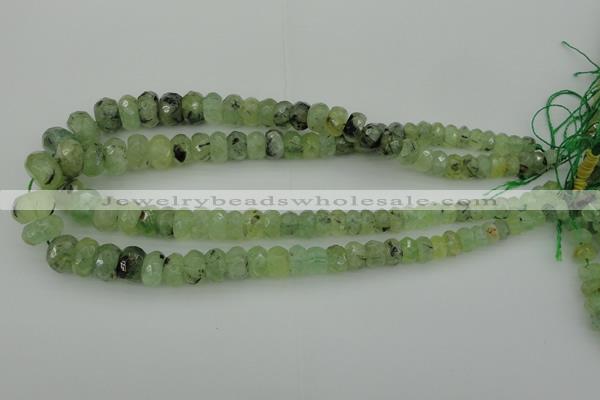 CRB305 5*8mm - 10*14mm faceted rondelle green rutilated quartz beads