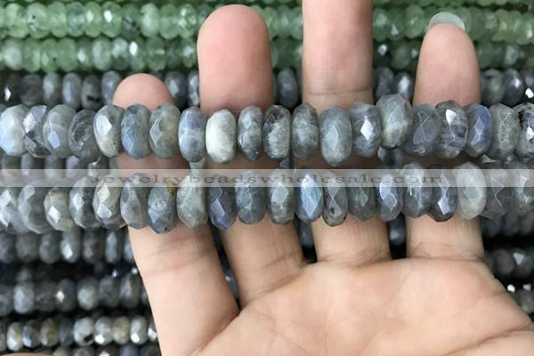 CRB3051 15.5 inches 6*12mm faceted rondelle labradorite beads