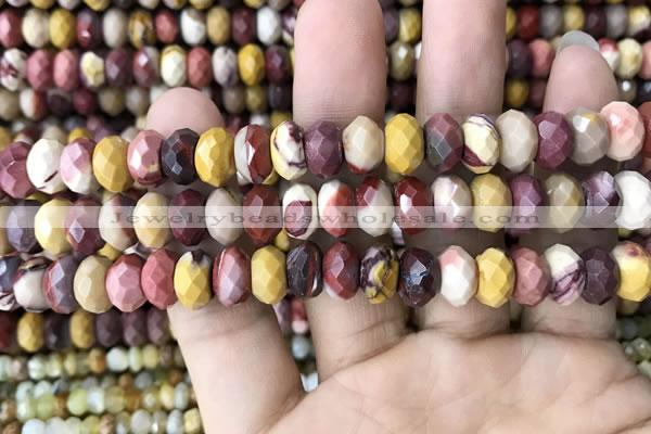 CRB3055 15.5 inches 6*10mm faceted rondelle mookaite beads