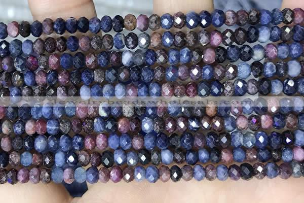 CRB3161 15.5 inches 2.5*4mm faceted rondelle tiny ruby & sapphire beads