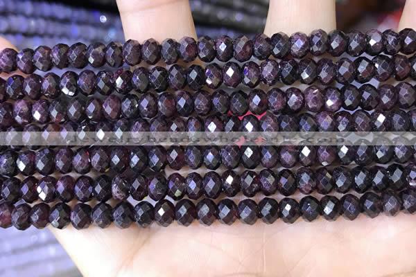 CRB3191 15.5 inches 4*6mm faceted rondelle tiny red garnet beads