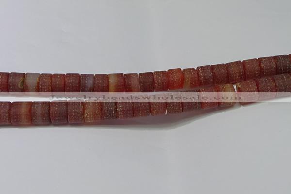 CRB325 15.5 inches 8*12mm tyre matte red agate gemstone beads