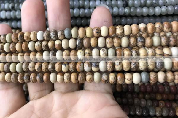 CRB4051 15.5 inches 4*6mm rondelle picture jasper beads wholesale