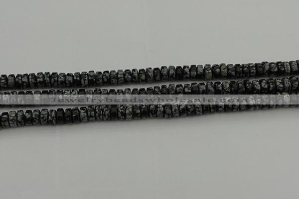 CRB431 15.5 inches 5*8mm rondelle snowflake obsidian beads