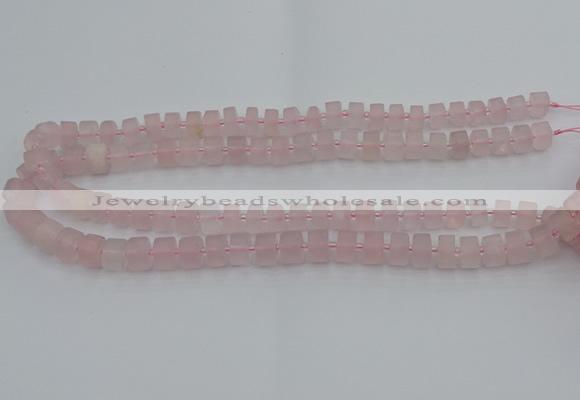 CRB451 15.5 inche 6*10mm tyre matte rose quartz gemstone beads