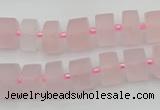 CRB452 15.5 inche 7*11mm tyre matte rose quartz gemstone beads