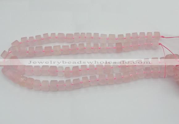 CRB452 15.5 inche 7*11mm tyre matte rose quartz gemstone beads