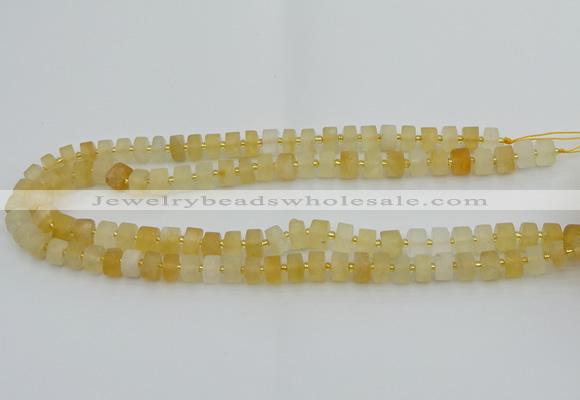 CRB454 15.5 inche 6*10mm tyre matte citrine gemstone beads