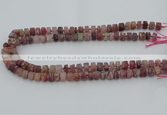 CRB460 15.5 inche 6*10mm tyre matte strawberry quartz gemstone beads