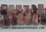 CRB461 15.5 inche 8*12mm tyre matte strawberry quartz gemstone beads