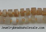 CRB462 15.5 inche 5*8mm tyre matte moonstone gemstone beads