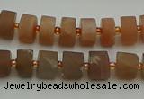 CRB463 15.5 inche 6*10mm tyre matte moonstone gemstone beads