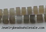 CRB466 15.5 inche 6*10mm tyre matte grey moonstone gemstone beads