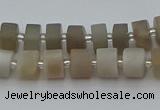 CRB467 15.5 inche 8*12mm tyre matte grey moonstone gemstone beads