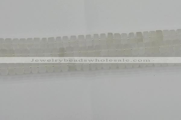 CRB500 15.5 inches 6*10mm tyre matte white crystal beads wholesale