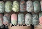 CRB5023 15.5 inches 4*6mm rondelle matte unakite beads wholesale