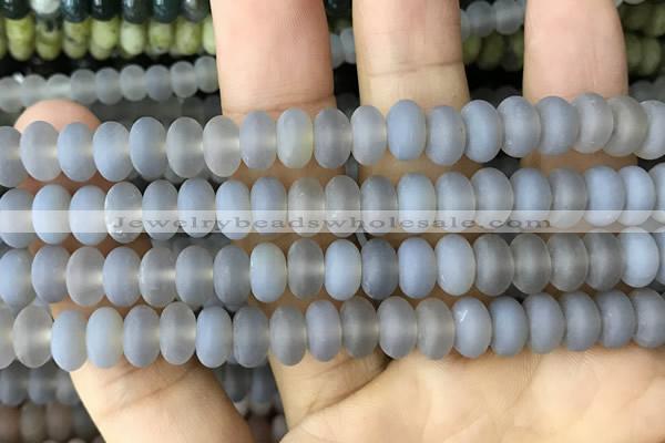 CRB5065 15.5 inches 5*8mm rondelle matte grey agate beads wholesale