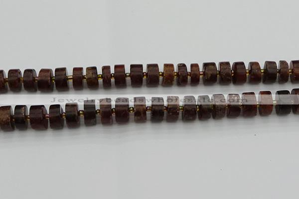 CRB508 15.5 inches 7*14mm tyre orange garnet beads wholesale