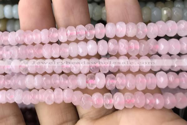 CRB5100 15.5 inches 4*6mm faceted rondelle rose quartz beads