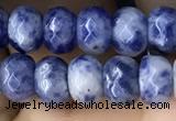 CRB5107 15.5 inches 4*6mm faceted rondelle blue spot stone beads