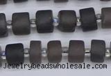 CRB512 15.5 inches 5*8mm tyre matte ice black obsidian beads