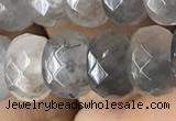 CRB5152 15.5 inches 5*8mm faceted rondelle cloudy quartz beads