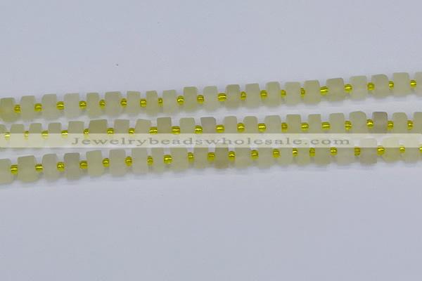 CRB518 15.5 inches 5*8mm tyre matte lemon quartz beads