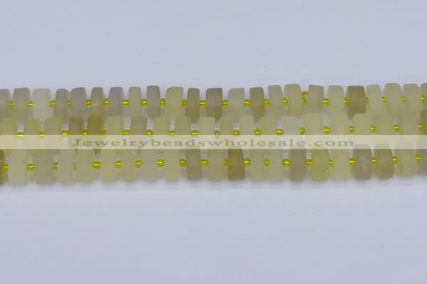 CRB520 15.5 inches 6*12mm tyre matte lemon quartz beads