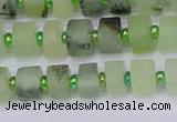 CRB524 15.5 inches 5*8mm tyre matte green rutilated quartz beads