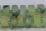 CRB526 15.5 inches 6*12mm tyre matte green rutilated quartz beads