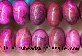 CRB5303 15.5 inches 4*6mm rondelle fuchsia crazy lace agate beads