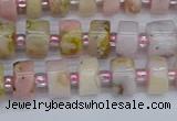 CRB542 15.5 inches 5*8mm tyre natural pink opal gemstone beads