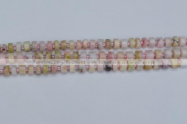 CRB542 15.5 inches 5*8mm tyre natural pink opal gemstone beads