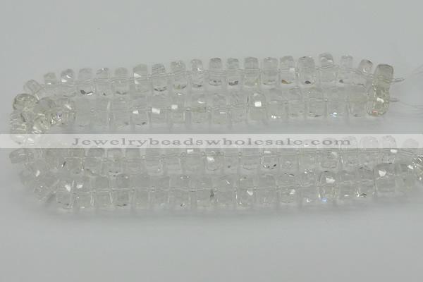 CRB549 15.5 inches 6*10mm faceted rondelle white crystal beads