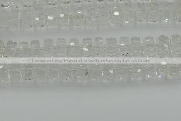 CRB553 15.5 inches 8*18mm faceted rondelle white crystal beads