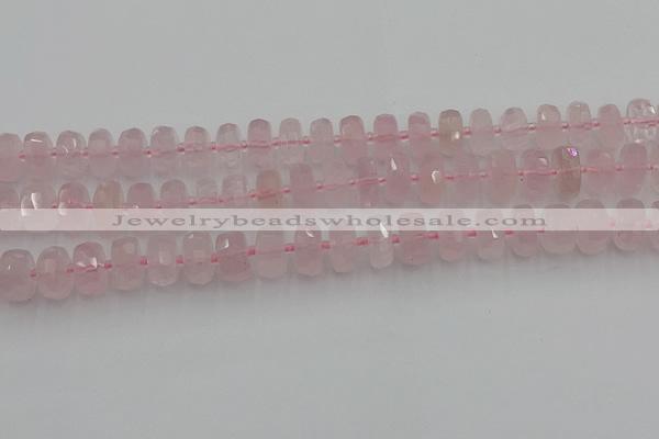 CRB558 15.5 inches 7*12mm faceted rondelle rose quartz beads