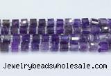 CRB5602 15.5 inches 7mm - 8mm faceted tyre amethyst beads