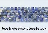 CRB5609 15.5 inches 7mm - 8mm faceted tyre sodalite beads