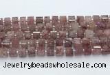 CRB5610 15.5 inches 7mm - 8mm faceted tyre strawberry quartz beads