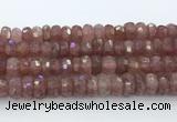 CRB5624 15.5 inches 6*12mm faceted rondelle strawberry quartz beads