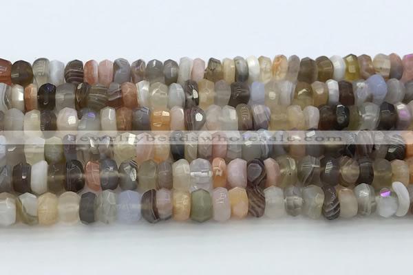 CRB5626 15.5 inches 3*6mm - 4*7mm faceted rondelle Botswana agate beads