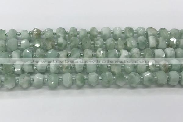 CRB5654 15.5 inches 5*8mm-6*10mm faceted rondelle green angel skin beads wholesale