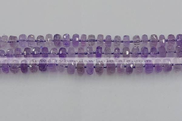 CRB566 15.5 inches 7*12mm faceted rondelle amethyst beads