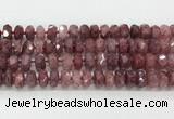 CRB5660 15.5 inches 7*11mm-9*13mm faceted rondelle strawberry quartzbeads wholesale