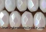 CRB5700 15 inches 5*8mm faceted rondelle AB-color white jade beads