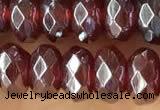 CRB5709 15 inches 5*8mm faceted rondelle AB-color red agate beads